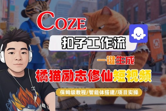 Coze扣子智能体工作流一键生成“橘猫励志修仙“短视频，全流程保姆级教学-麦子社区
