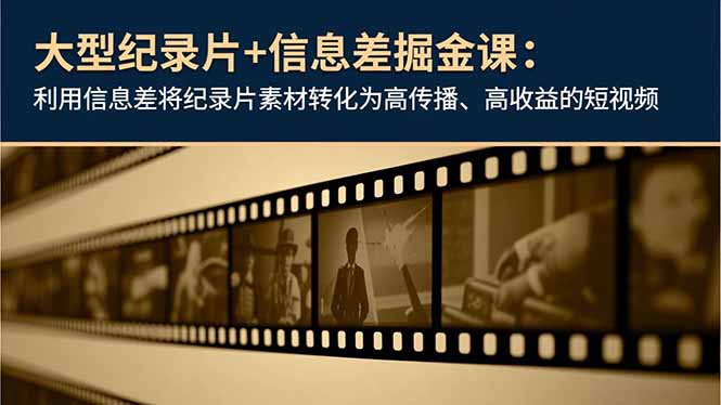 大型纪录片+信息差掘金课：利用信息差将纪录片素材转化为高传播、高收益的短视频-麦子社区