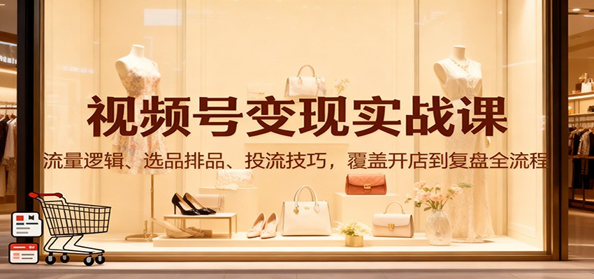 视频号变现实战课：流量逻辑、选品排品、投流技巧，覆盖开店到复盘全流程-麦子社区