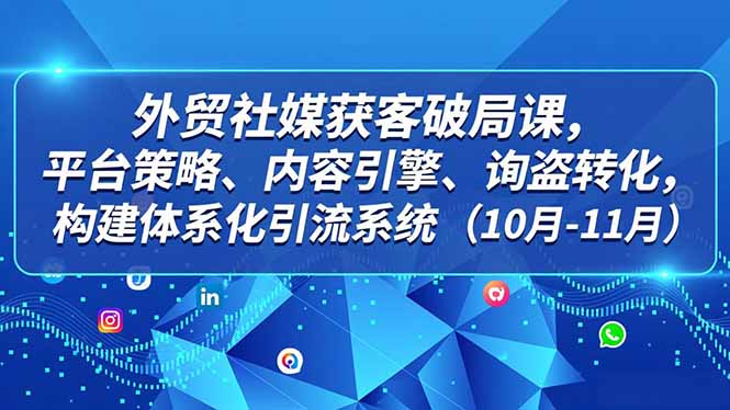 外贸 社媒获客破局课，平台策略、内容引擎、询盘转化，构建体系化引流系统(10月-11月-麦子社区
