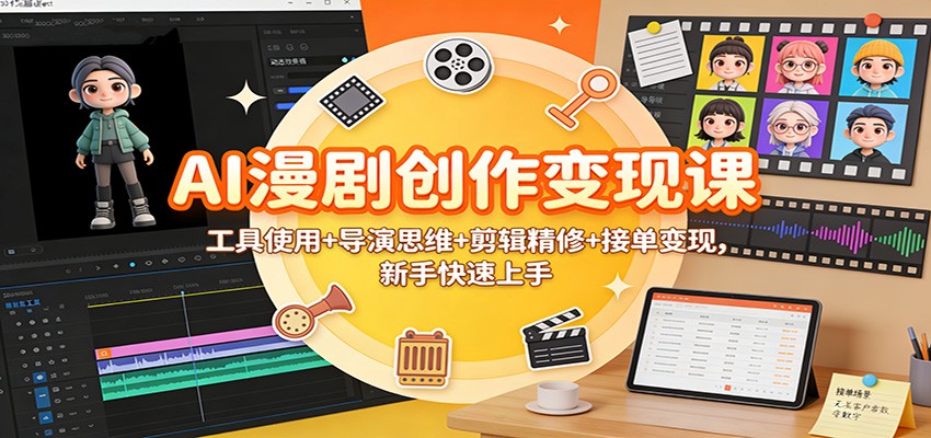 AI漫剧创作变现课：工具使用+导演思维+剪辑精修+接单变现，新手快速上手-麦子社区