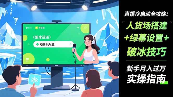 图片[1]-（16605期）直播冷启动全攻略:人货场搭建+绿幕设置+破冰技巧，新手月入过万实操指南-麦子社区