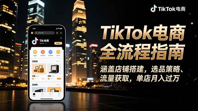图片[1]-（16524期）TikTok电商全流程指南，涵盖店铺搭建、选品策略、流量获取，单店月入过万-麦子社区