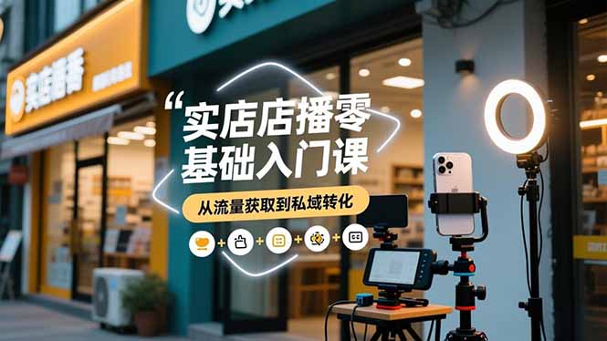 实体店播零基础入门课，实体店+短视频+直播+微信生态+私域社群，从流量获取到私域转化-麦子社区