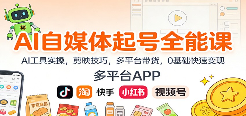 AI自媒体起号全能课：AI工具实操，剪映技巧，多平台带货，0基础快速变现-麦子社区
