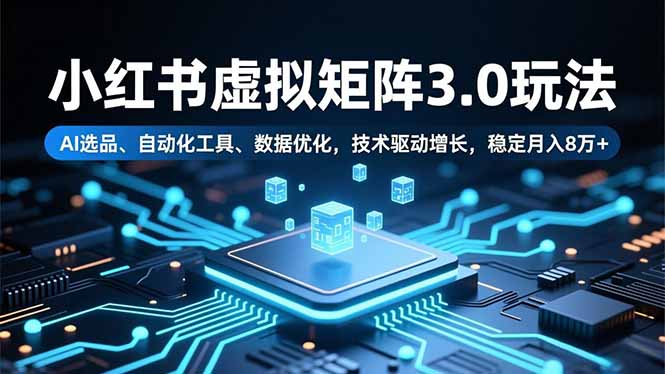 小红书虚拟矩阵3.0玩法，AI选品、自动化工具、数据优化，技术驱动增长，稳定月入8万+-麦子社区