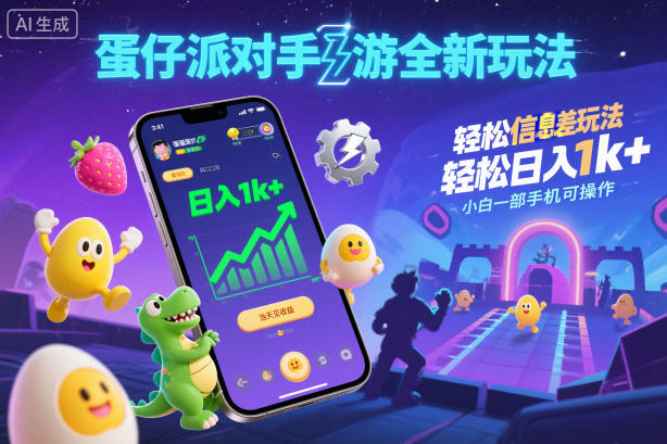 蛋仔派对手游全新玩法，轻松日入1k+，风口信息差玩法，当天见收益，小白一部手机可操作-麦子社区