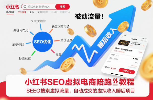 小红书SEO虚拟电商陪跑教程，实现seo搜索被动流量，自动成交的被动收入睡后项目-麦子社区