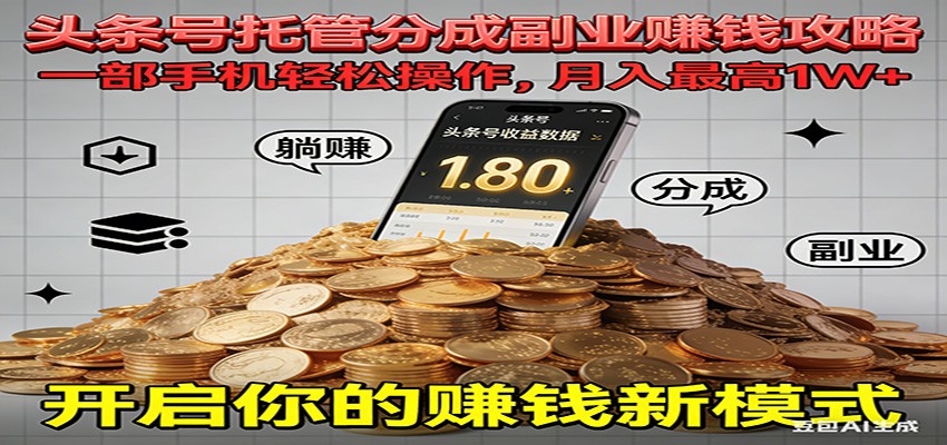 全程托管今日头条,一部手机就可以开干,最高躺赚1W+-麦子社区