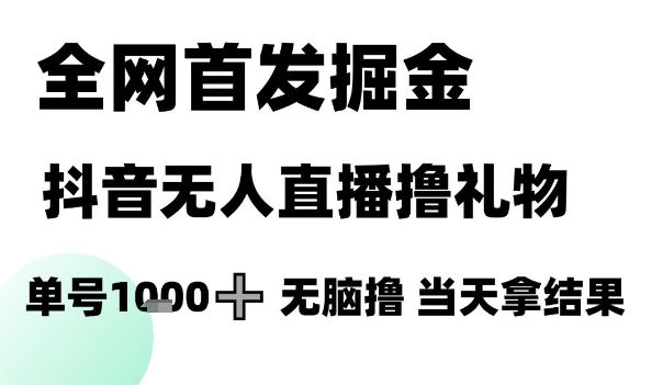 全网首发掘金抖音无人直播撸礼物，单号1k +无脑撸，当天拿结果【揭秘】-麦子论坛