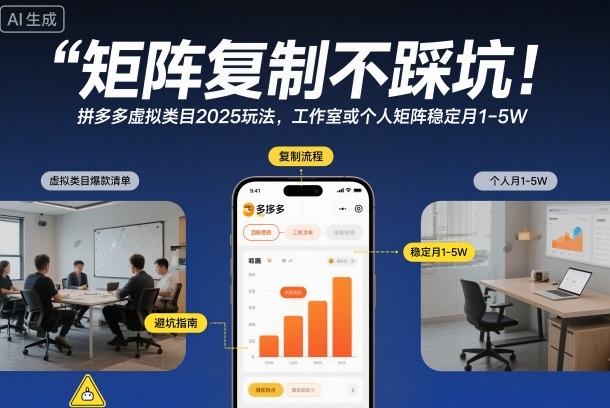 矩阵复制不踩坑！拼多多虚拟类目2025玩法，工作室或者个人矩阵稳定月1-5W【揭秘】-麦子社区
