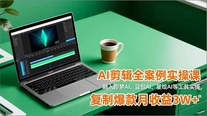 （16770期）AI剪辑全案例实操课，融入即梦AI、豆包AI、星绘AI等工具实操，复制爆款月收益3W+-麦子社区