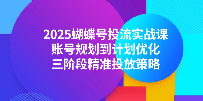 2025蝴蝶号投流实战课，账号规划到计划优化，三阶段精准投放策略-麦子论坛