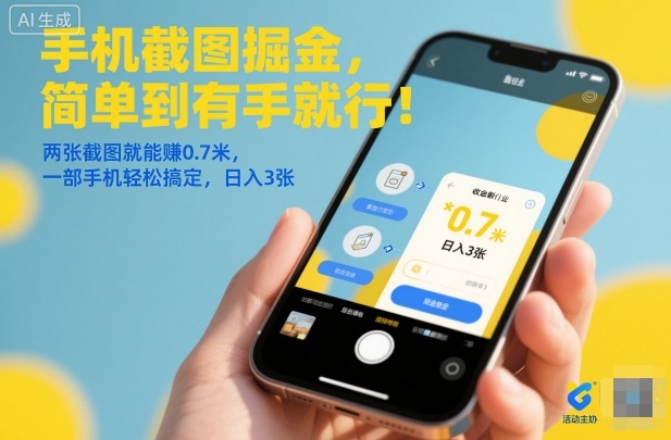 手机截图掘金，简单到有手就行！两张截图就能賺0.7米，一部手机轻松搞定，日入3张【揭秘】-麦子社区