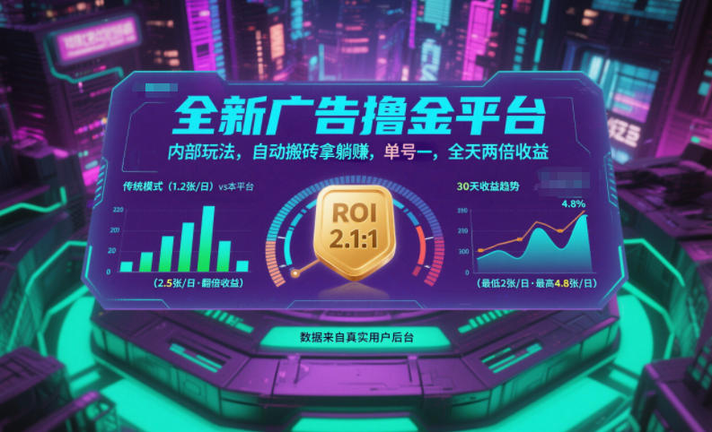 全新广告撸金平台,内部玩法,自动搬砖拿躺賺,单号一天保底2张+,全天两倍收益【揭秘】-麦子社区