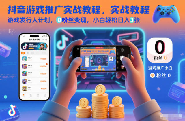 抖音游戏推广实战教程,游戏发行人计划,0粉丝变现,小白轻松日入3张 抖音游戏推广实战教程,游戏发行人计划,0粉丝变现,小白轻松日入3张