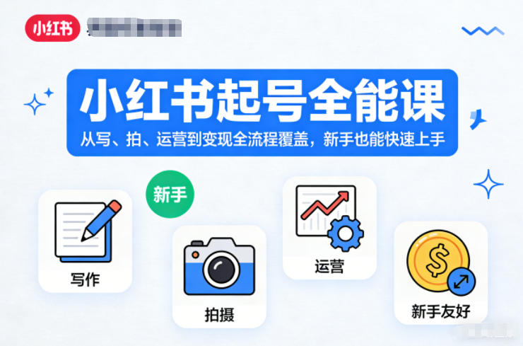 小红书起号全能课，从写、拍、运营到变现全流程覆盖，新手也能快速上手-麦子社区