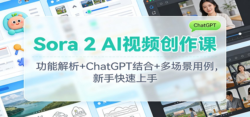 Sora 2 AI视频创作课：功能解析+ChatGPT结合+多场景用例，新手快速上手-麦子社区
